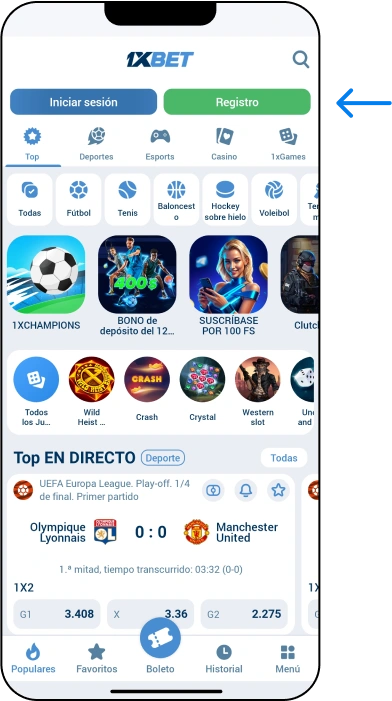 ¿Cómo registrarse desde la app de 1xBet? - App 1xBet México