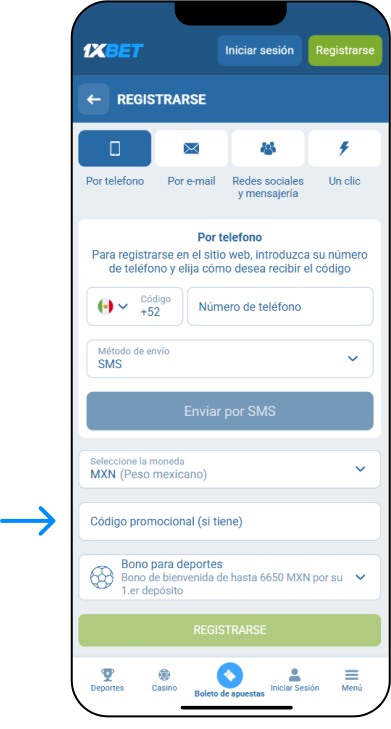 ¿Cómo usar el código promocional de 1xBet? - App 1xBet México